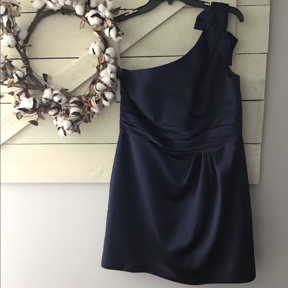 David’s Bridal Dark blue one shoulder dress 14